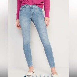 Old Navy Women's Sz 4 MidRise Rockstar Super Skinny Jeans Stretch Light Blue